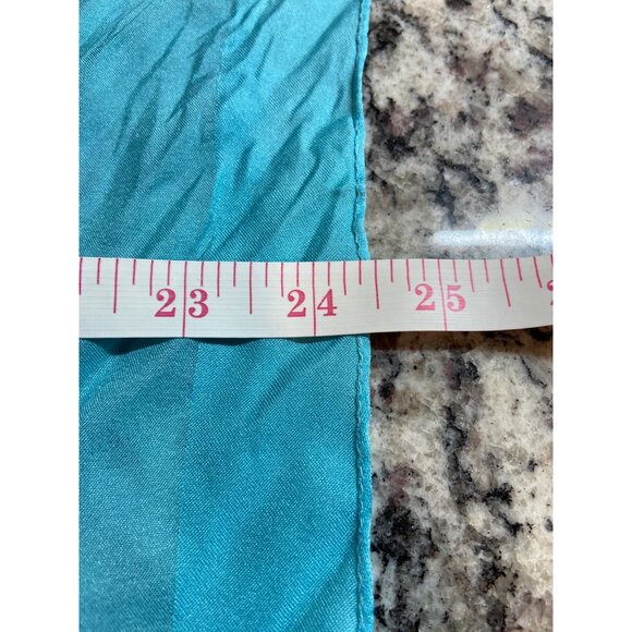 Vintage Womens Square Scarf Bandana Lightweight Blue Green Floral Cottagecore - Picture 5 of 5